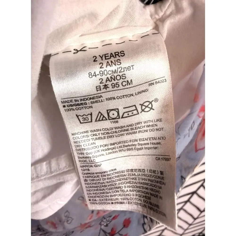 Baby Gap Blue Cream Floral Lined Cotton Maxi Dress Toddler Girls 2T 5059